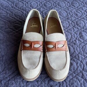 Christian Louboutin Beige Loafers with Tan Detail size 42, US 9